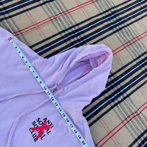 Anti Social Social Club Cancelled Hoodie Mens Sz Large Color Pink ASSC - Picture 3 of 12